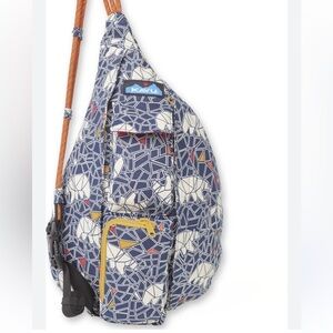 Kavu Sling Mini Rope Bag Polar bear Mosaic pattern cotton canvas blue yellow